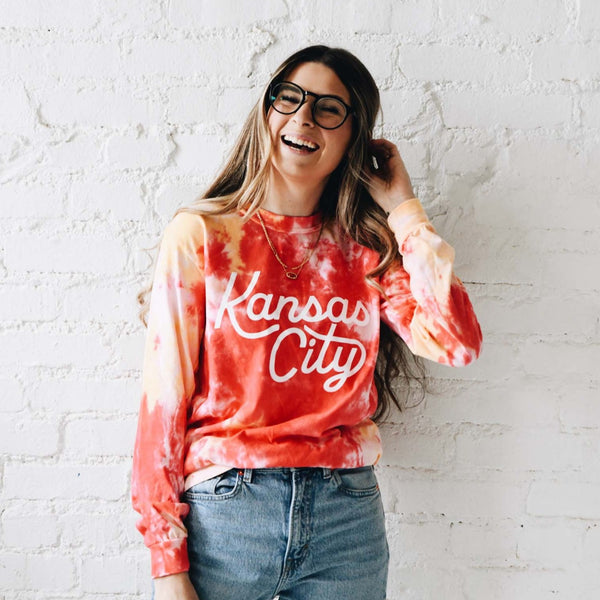 The Graphic Tee Kansas City Vibes Pigment Dyed Long Sleeve Tee