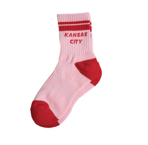 Kansas City Crew Socks - Pink with Red Stripes