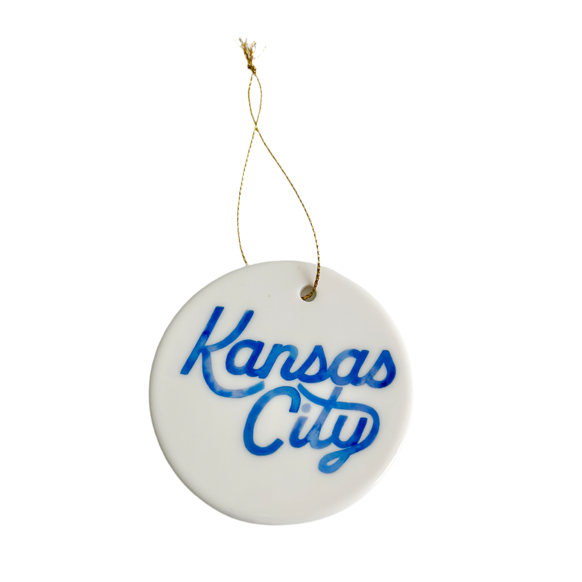 Kansas City Script Ornament - Blue