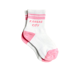 Kids Kansas City Crew Socks - Pink + White