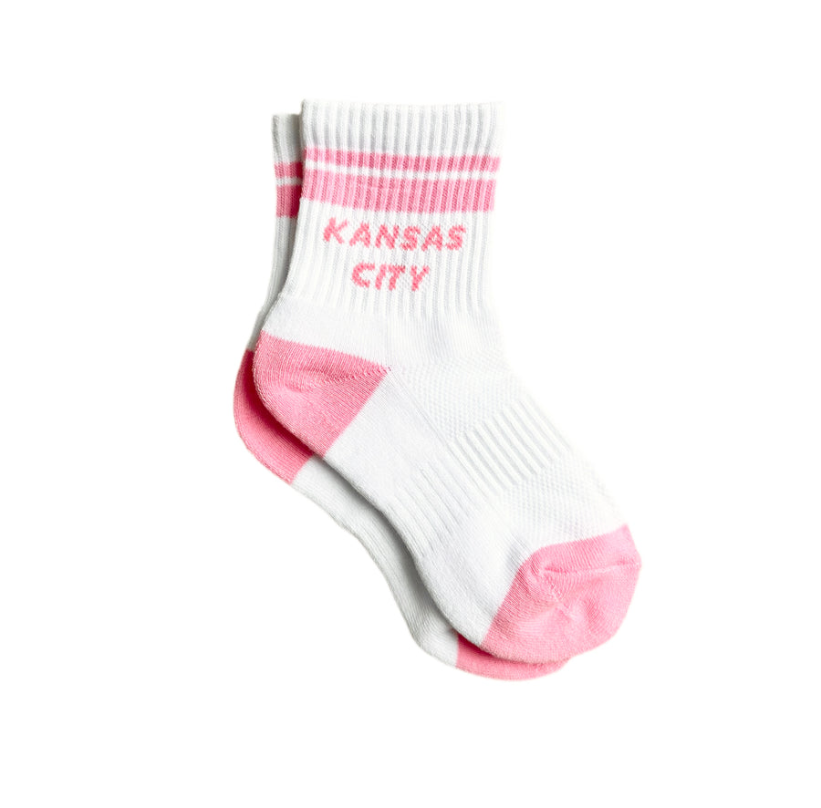 Kids Kansas City Crew Socks - Pink + White