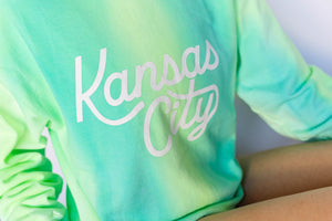 Kansas City Script Sweatshirt - Tie Dye Green