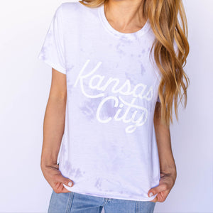 Kansas City Script T-Shirt - Purple Tie Dye