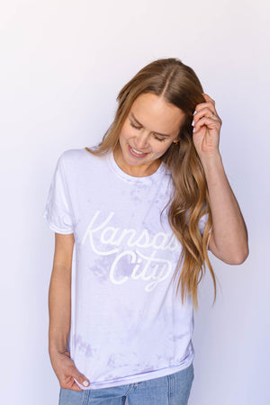 Kansas City Script T-Shirt - Purple Tie Dye