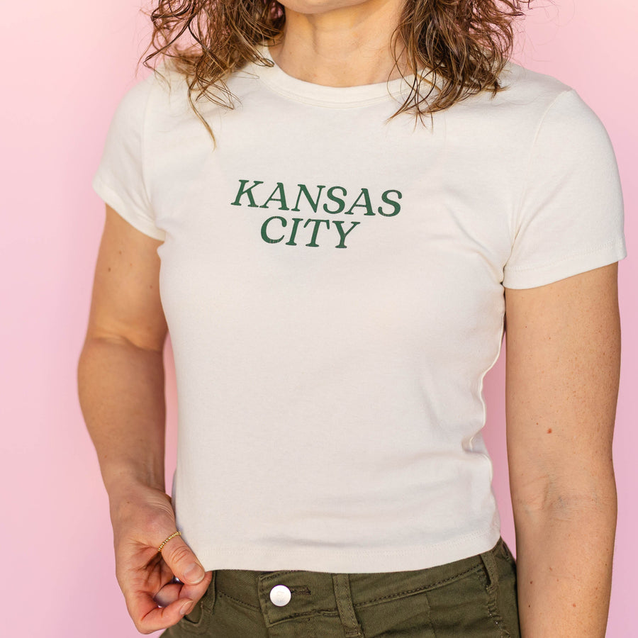 Kansas City Baby Tee - Cream & Green