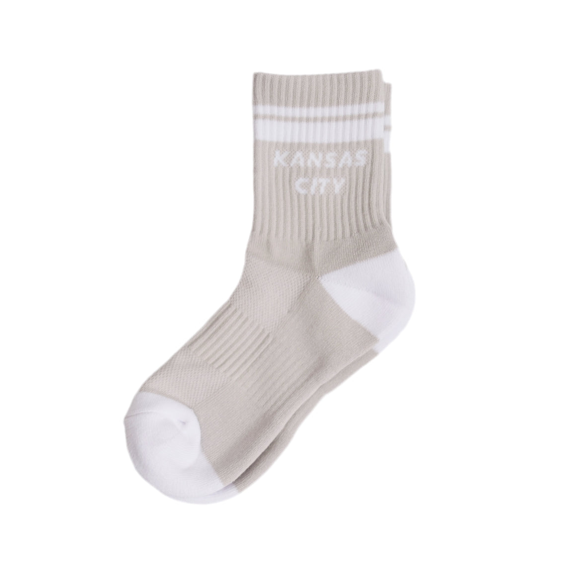 Kansas City Crew Socks - Taupe with White Stripes