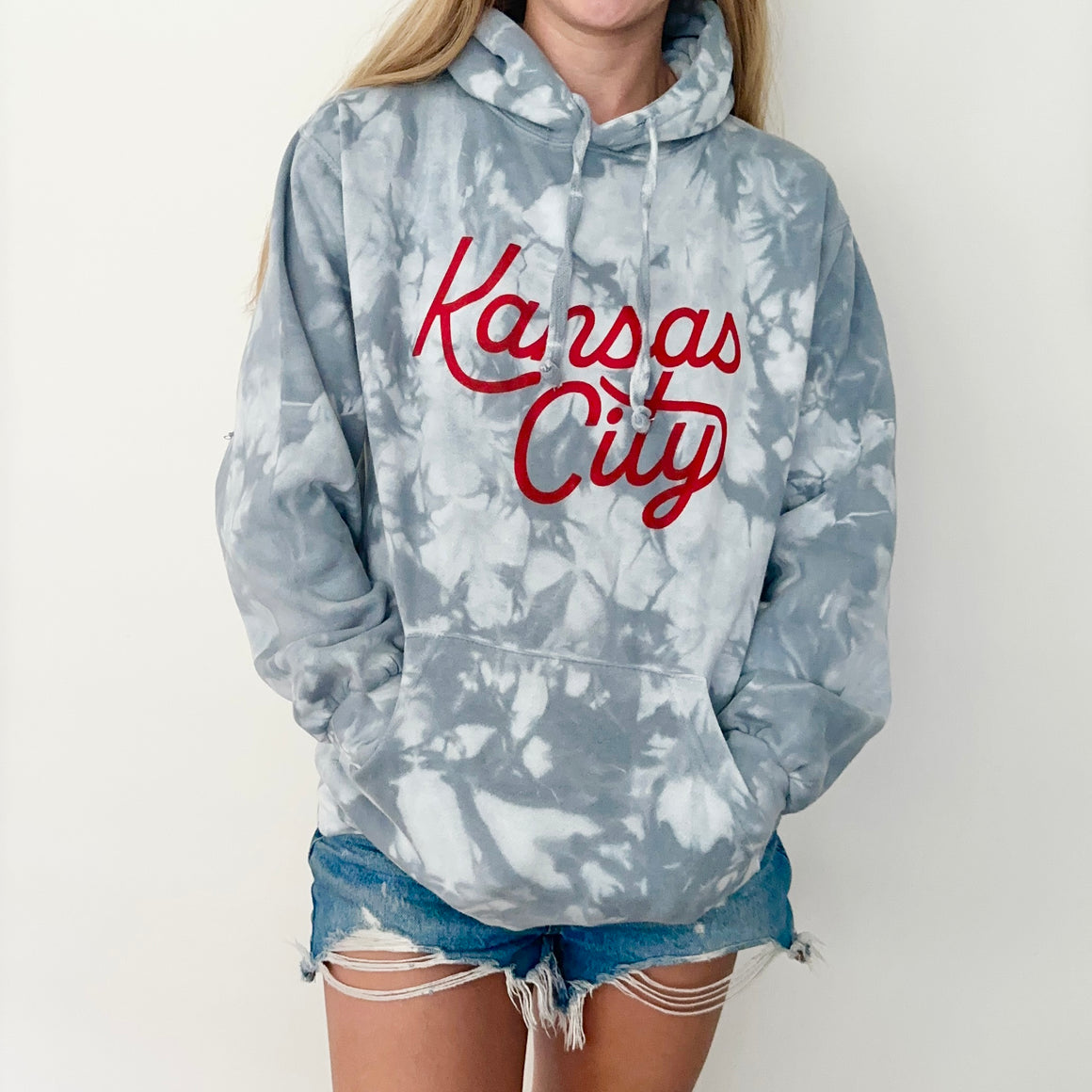 Kansas City Tie Dye Hoodie - Grey