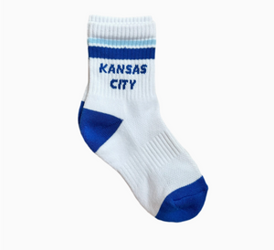 Kids Kansas City Crew Socks - White w/ Blue